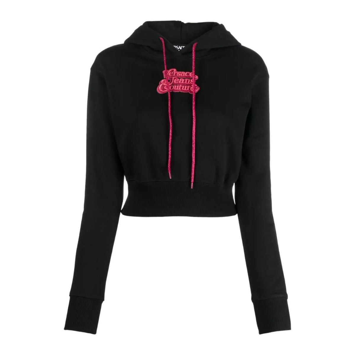 Inverno, Con Cappuccio, Donna, Felpa, FW23, L, M, Nero-Fucsia, Outlet, S, Versace Jeans Couture