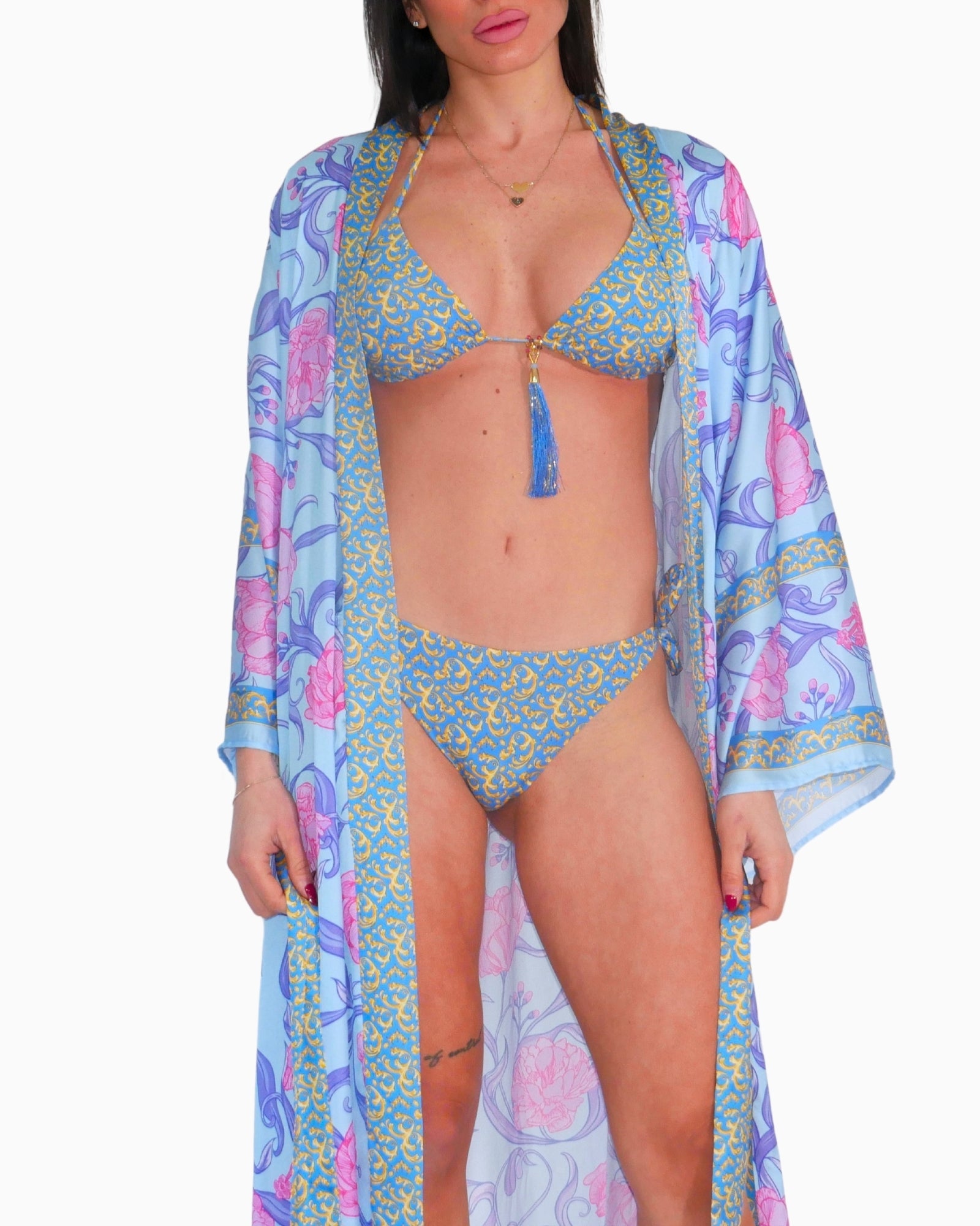 District Margherita Mazzei Copricostume 5BR72-0390 - SanShopLuxury - 2025, Abbigliamento, Azzurro, Beachwear, Copricostume, District Margherita Mazzei, Donna, Idoneo, Kimono Lungo, New, Primavera/Estate, SS25, Ultimo, Unica