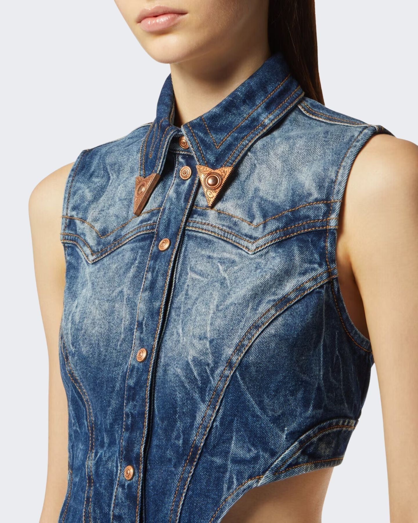 Versace Jeans Couture Top 76HAM257/DW009M31904 - SanShopLuxury - 2024, 42, 44, A bustier, Abbigliamento, Blu, Donna, Idoneo, Outlet, Primavera/Estate, SS24, Top, Versace Jeans Couture