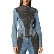 Versace Jeans Couture Giubbino 75HAS48M DW064M24 - SanShopLuxury - 2023, 40, 42, A bustier, Abbigliamento, Autunno/Inverno, Donna, FW23, Giubbino, jeans, Nero-Blu, Outlet, Versace Jeans Couture