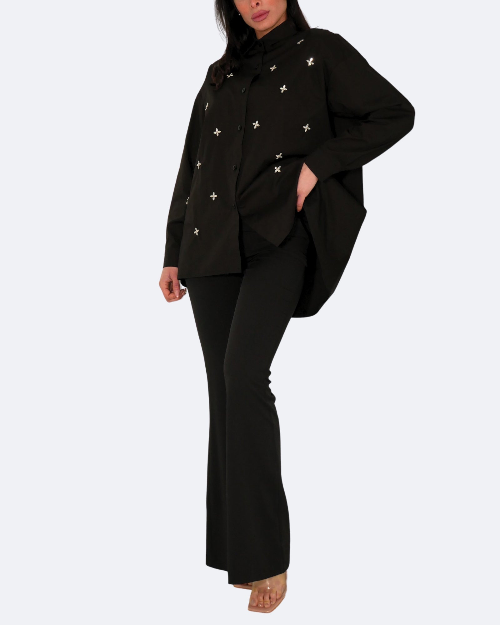 So Lavish Camicia C4048-N - SanShopLuxury - 2024, 40, 42, 44, 46, Abbigliamento, Autunno/Inverno, Camicia, Continuativo, Donna, FW24, Idoneo, Nero, Outlet, Primavera/Estate, So Lavish