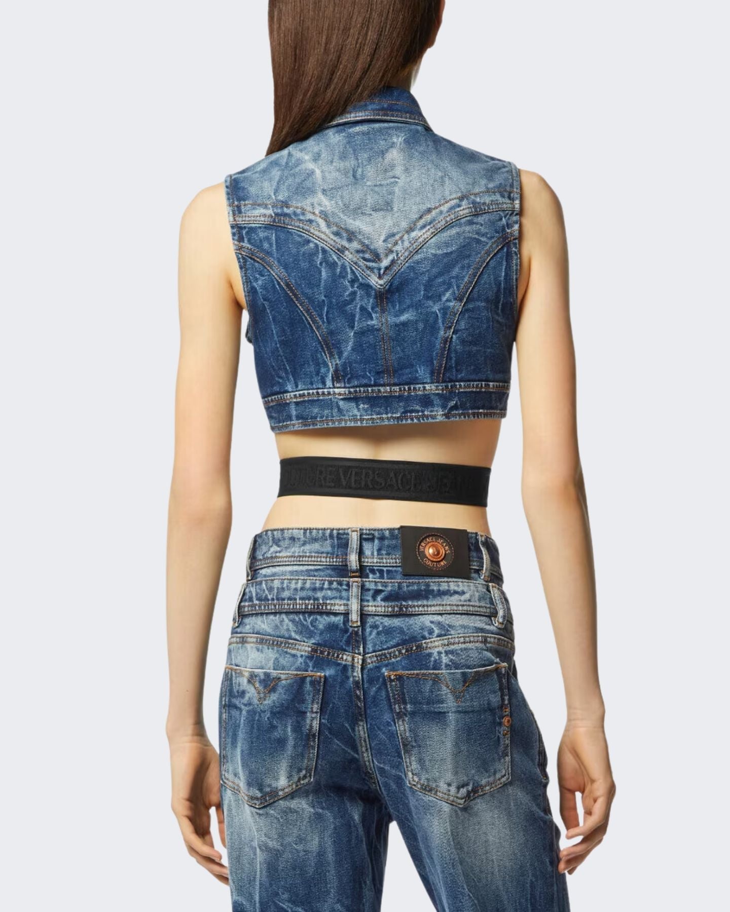Versace Jeans Couture Top 76HAM257/DW009M31904 - SanShopLuxury - 2024, 42, 44, A bustier, Abbigliamento, Blu, Donna, Idoneo, Outlet, Primavera/Estate, SS24, Top, Versace Jeans Couture