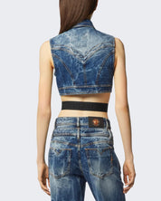 Versace Jeans Couture Top 76HAM257/DW009M31904 - SanShopLuxury - 2024, 42, 44, A bustier, Abbigliamento, Blu, Donna, Idoneo, Outlet, Primavera/Estate, SS24, Top, Versace Jeans Couture