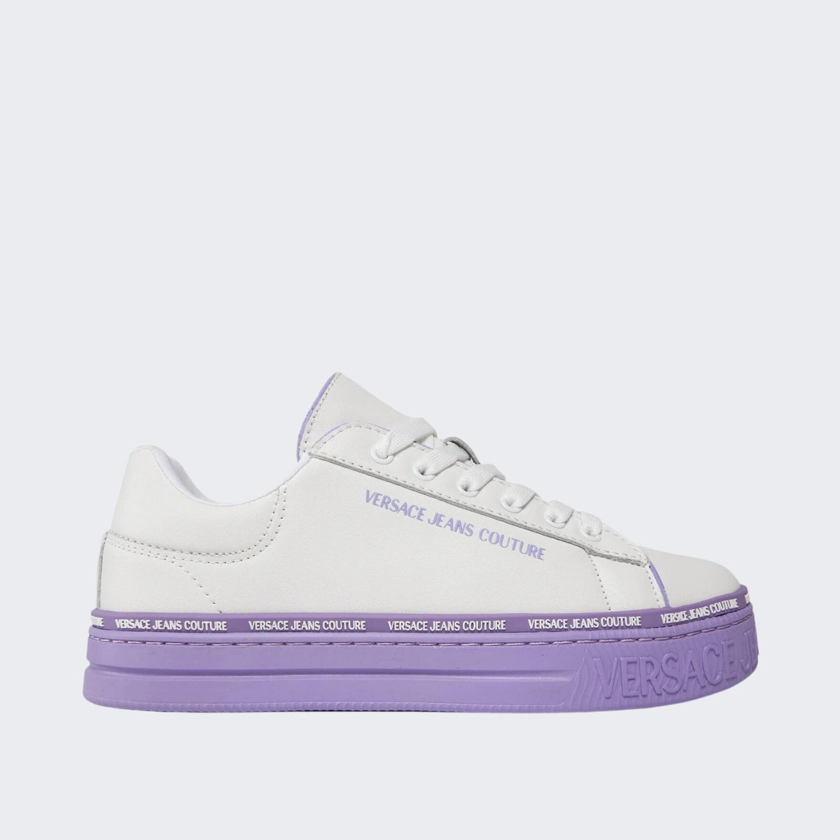 Versace Jeans Couture Sneakers 75VA3SK5 ZP315 - SanShopLuxury - 2023, 36, 37, 38, 39, 40, 41, Autunno/Inverno, Bianco-Lilla, Calzature, Donna, FW23, Idoneo, Nero, Outlet, Sneakers, Versace Jeans Couture