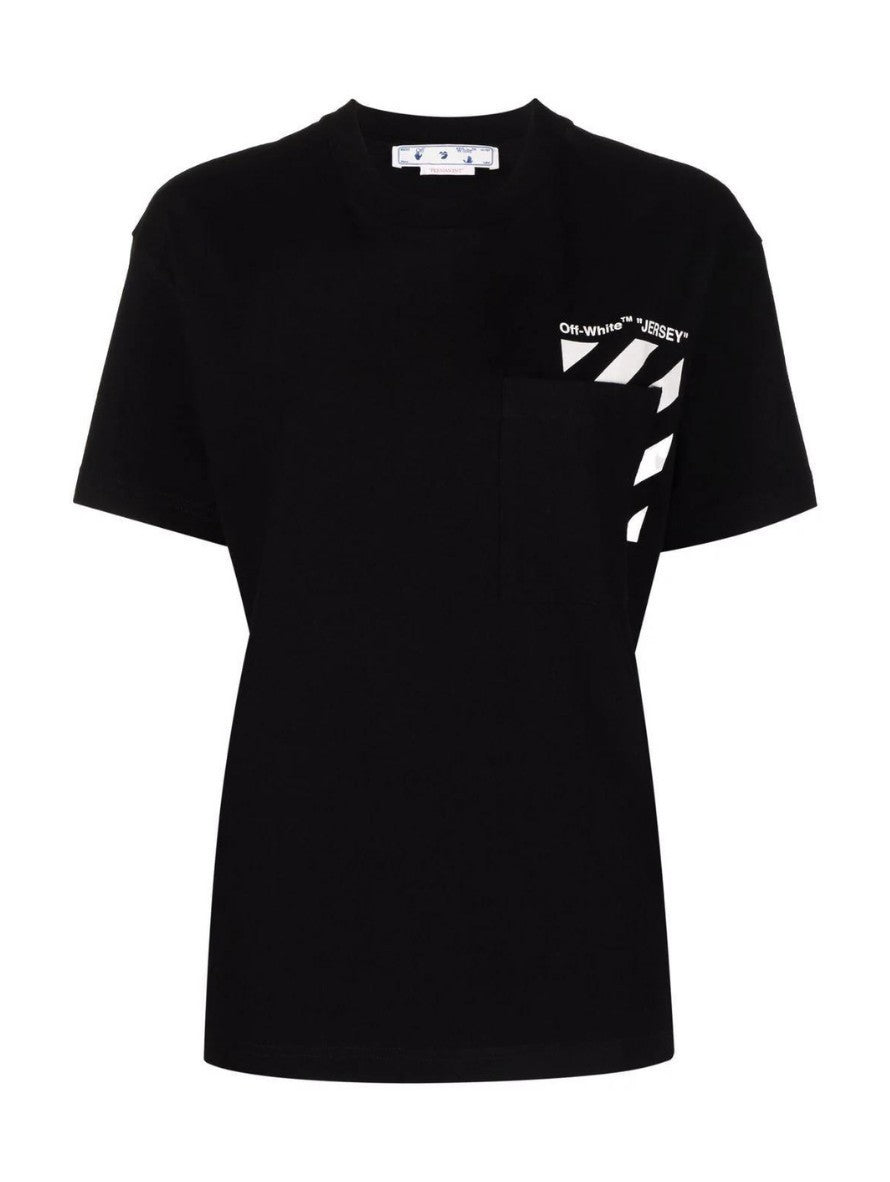 T-Shirt Off-White OWAA102C99JER001 - SanShopLuxury - Abbigliamento, Autunno/Inverno, Bianco, Carry Over, Continuativo, Donna, Idoneo, L, Nero, New, Off-White, Primavera/Estate, T-Shirt