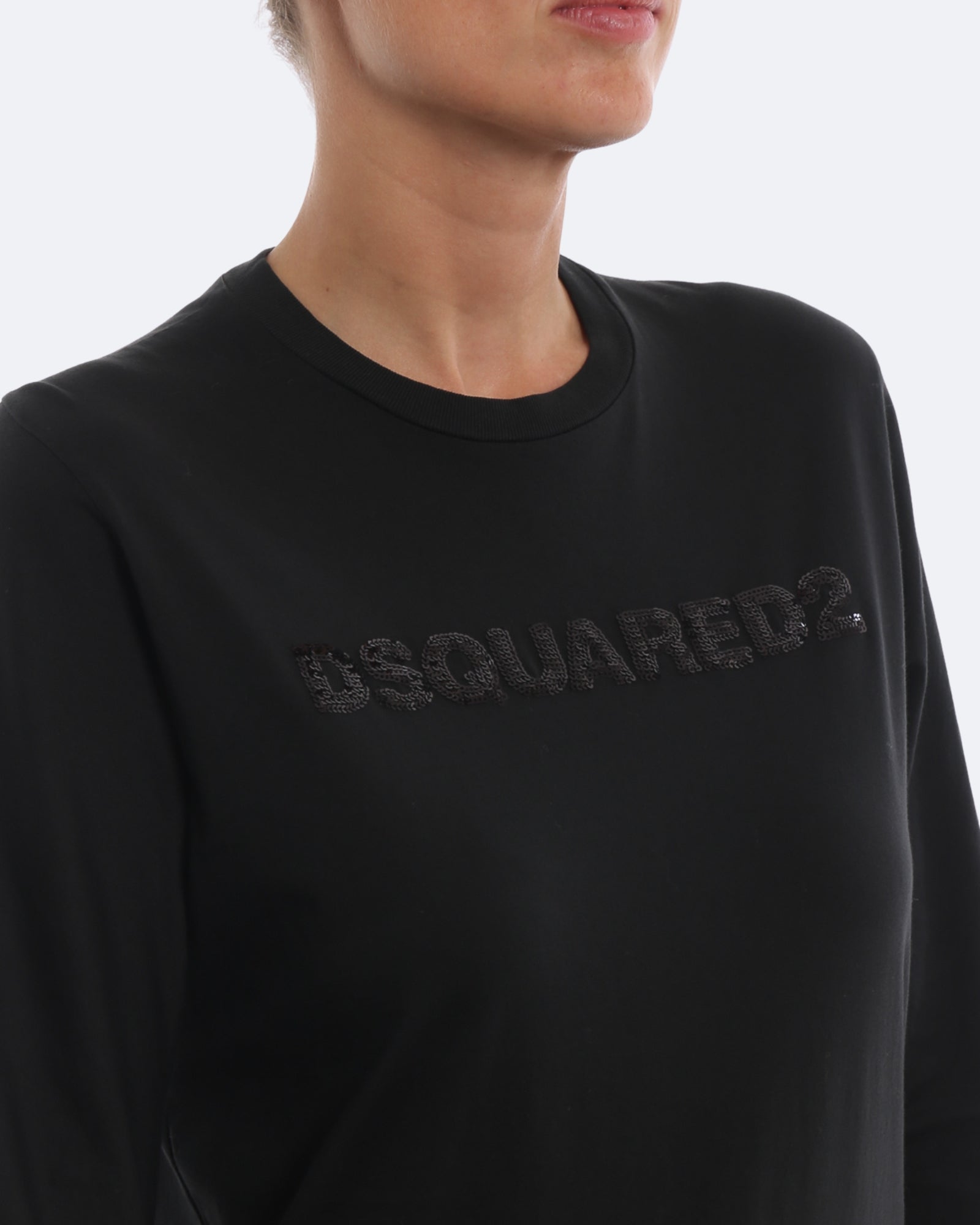 Inverno, Donna, Dsquared2, FW18, Manica lunga, Nero, Outlet, T-Shirt, Ultimo, XS