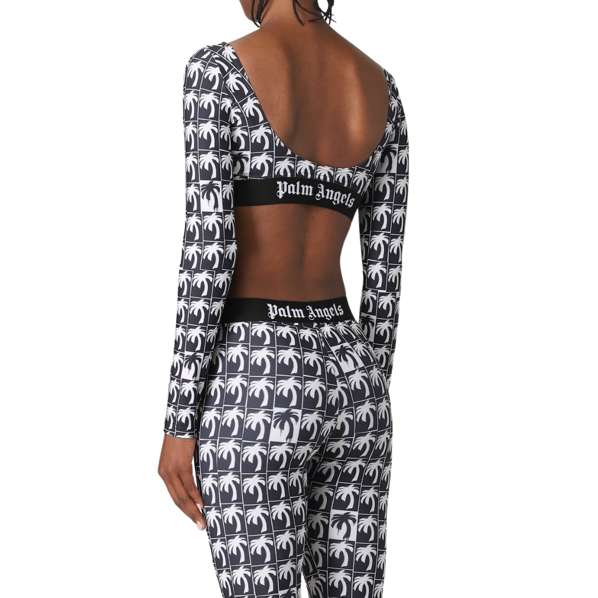 Palm Angels Top PWVO033F23FAB001 - SanShopLuxury - 2023, Abbigliamento, Activewear, Autunno/Inverno, Donna, FW23, M, Nero, Nero-Bianco, Outlet, Palm Angels, S, Top, XS