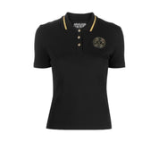 Versace Jeans Couture T-Shirt Polo 75HAGT08 CJ01T - SanShopLuxury - 2023, Abbigliamento, Autunno/Inverno, Corto, Donna, FW23, Nero-Oro, Outlet, S, T-Shirt Polo, Ultimo, Versace Jeans Couture