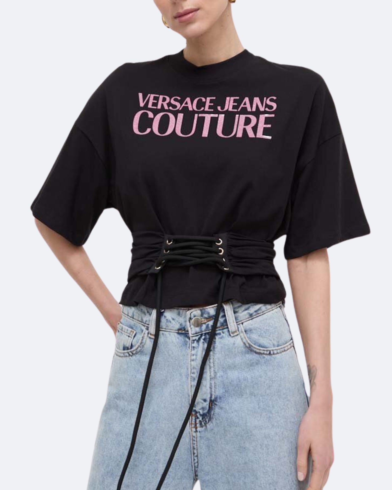 Versace Jeans Couture T-Shirt 76HAHG04/CJ00G899 - SanShopLuxury - 2024, Abbigliamento, Donna, Idoneo, L, M, Nero, Outlet, Primavera/Estate, S, SS24, T-Shirt, Versace Jeans Couture