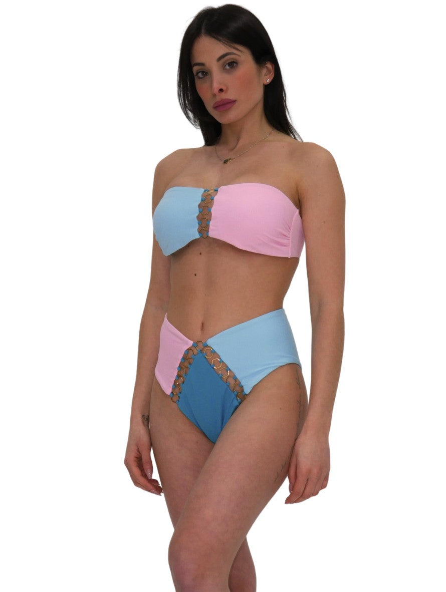 District Margherita Mazzei Costume 3DE16-3DE26 - SanShopLuxury - 2023, Abbigliamento, Azzurro-Rosa, Beachwear, Costume, District Margherita Mazzei, Donna, Fascia, L, Outlet, Primavera/Estate, S, SS23, Ultimo