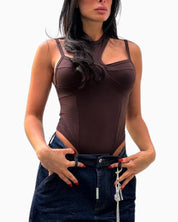 Donotconform T-Shirt Body W-BODY20-MARRONE - SanShopLuxury - 2025, Abbigliamento, Donna, Donotconform, Idoneo, L, M, Marrone, New, Primavera/Estate, S, SS25, T-Shirt Body, XS