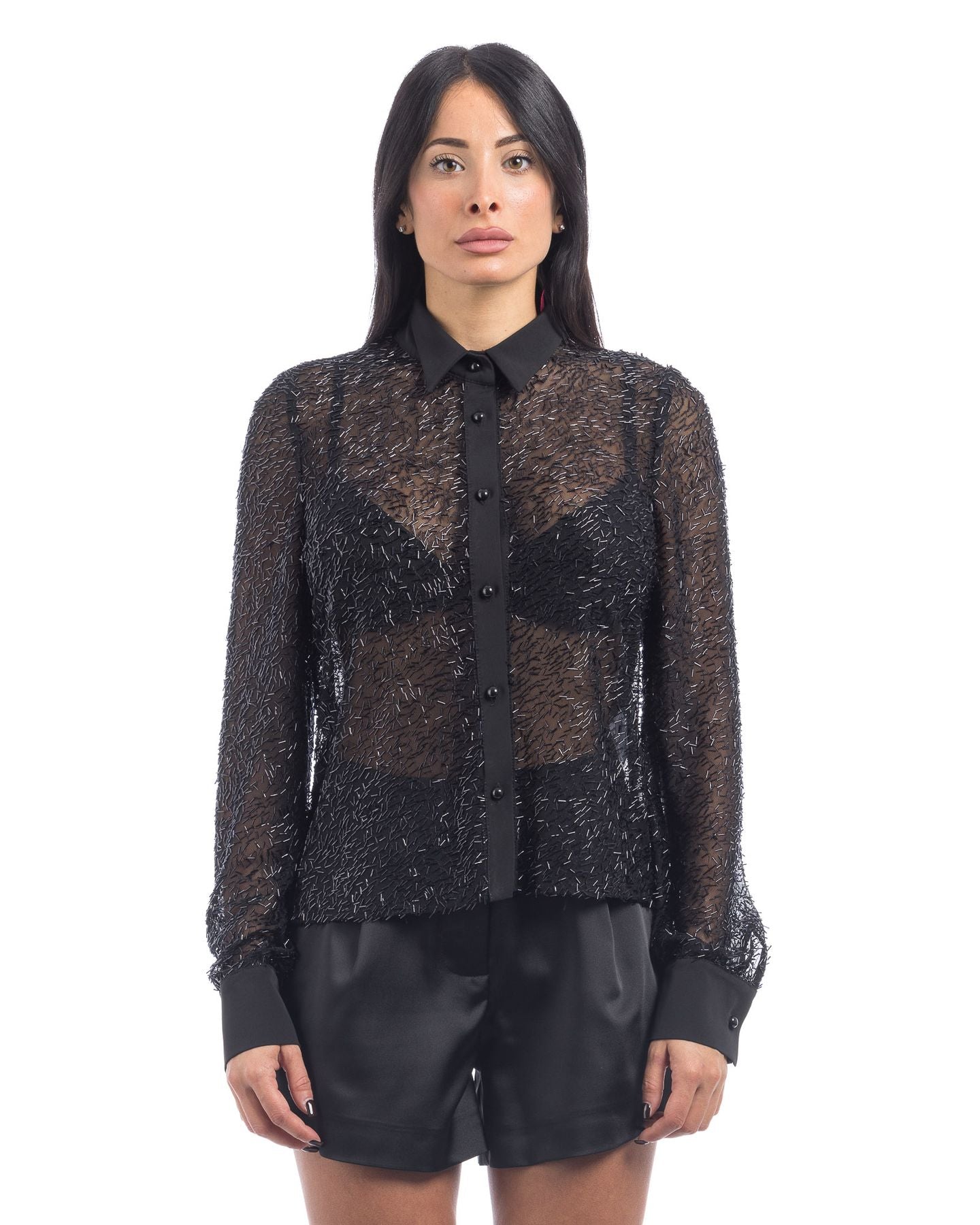 So Lavish Camicia C4017-N - SanShopLuxury - 2024, 40, 42, 44, Abbigliamento, Autunno/Inverno, Camicia, Continuativo, Donna, FW24, Idoneo, Nero, Outlet, Primavera/Estate, So Lavish