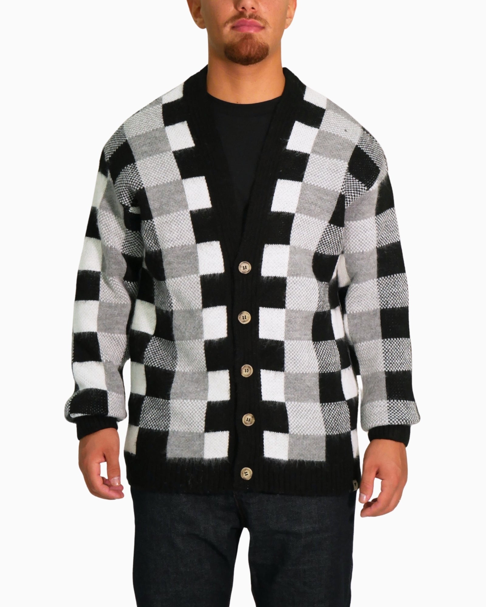 Why Not Brand Cardigan KIM43-NERO - SanShopLuxury - 2025, Abbigliamento, Autunno/Inverno, Cardigan, FW25, Idoneo, L, M, Nero-Grigio, New, Uomo, Why Not Brand, XL, XXL