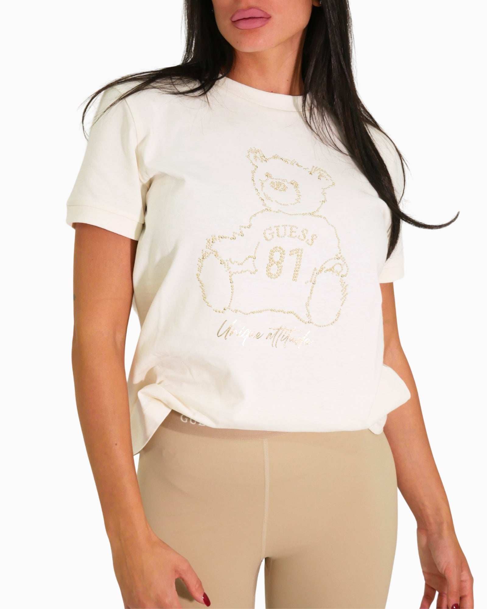 Guess T-Shirt V5BI16 K8FQ4 G015 - SanShopLuxury - 2025, Abbigliamento, Autunno/Inverno, Bianco, Donna, FW25, Guess, Idoneo, L, M, New, S, T-Shirt, XL