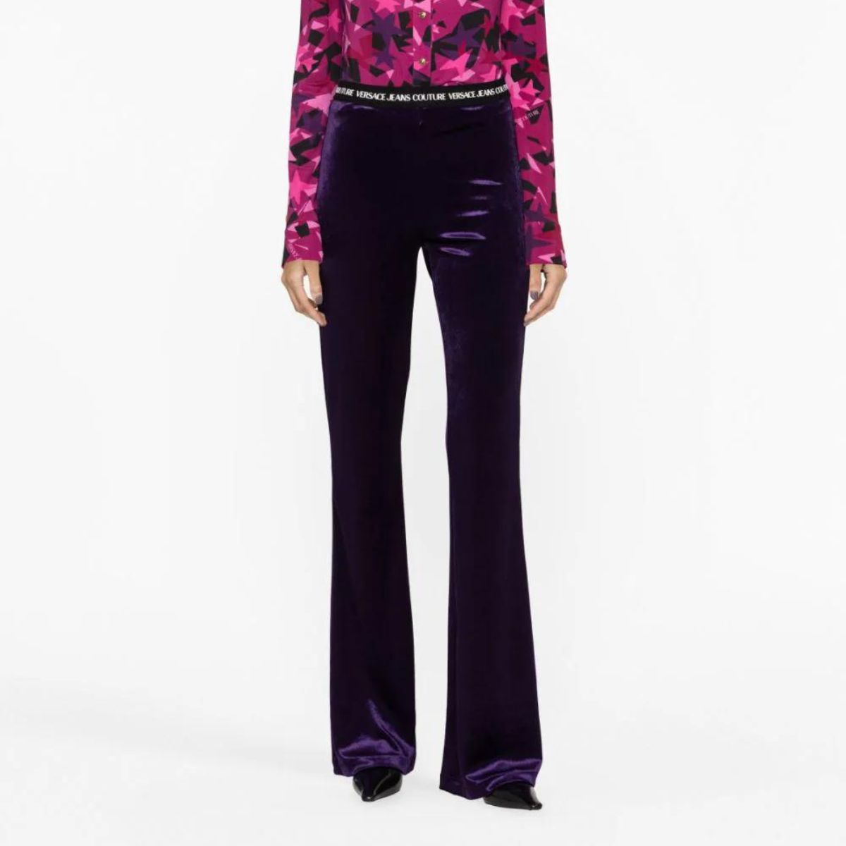 Inverno, Donna, FW23, Nero, Outlet, Pantalone, Versace Jeans Couture, Viola