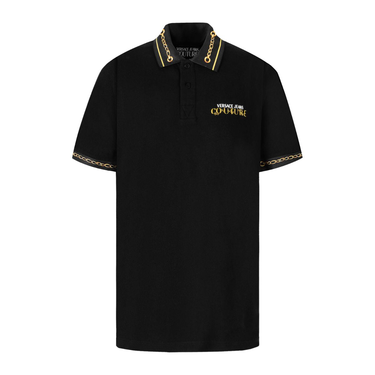 Versace Jeans Couture T-Shirt Polo 75GAGT01 CJ01T - SanShopLuxury - 2023, 2XL, 3XL, Abbigliamento, Autunno/Inverno, FW23, Idoneo, L, M, Nero-Oro, Outlet, T-Shirt Polo, Uomo, Versace Jeans Couture, XL