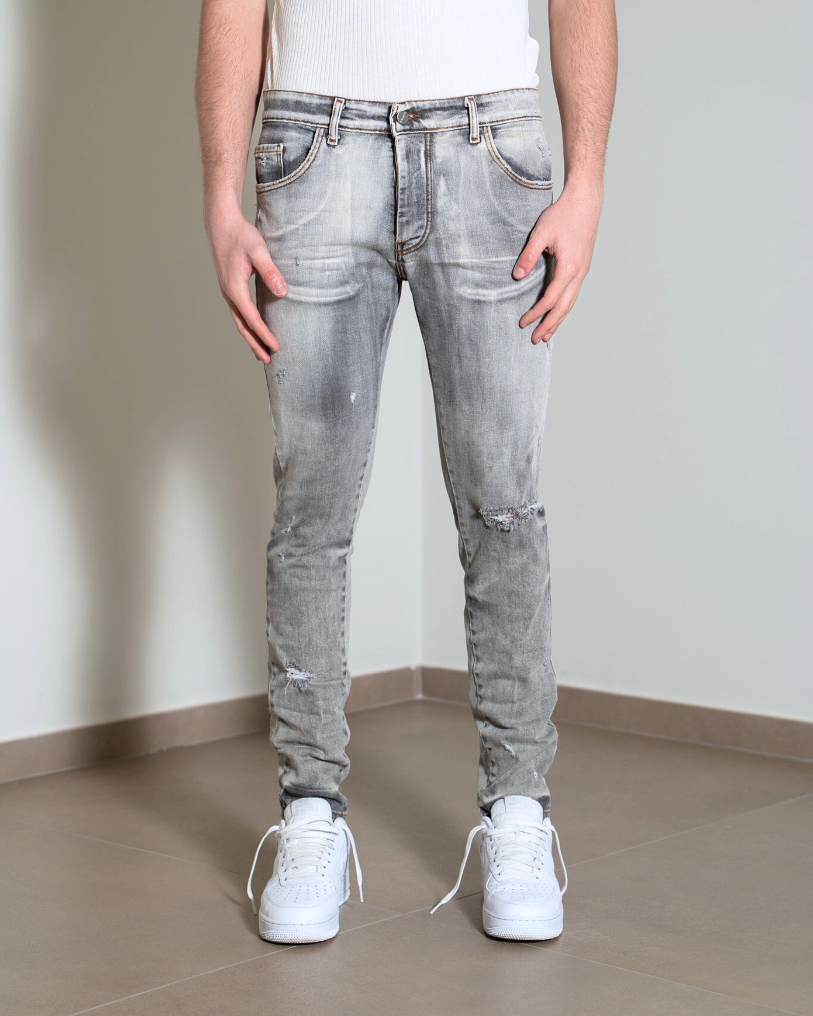 Gavensemble Jeans SS25-JEANS718-G - SanShopLuxury - 2025, 44, 46, 48, 50, 52, 54, Abbigliamento, Gavensemble, Grigio, Idoneo, Jeans, New, Primavera/Estate, SS25, Uomo
