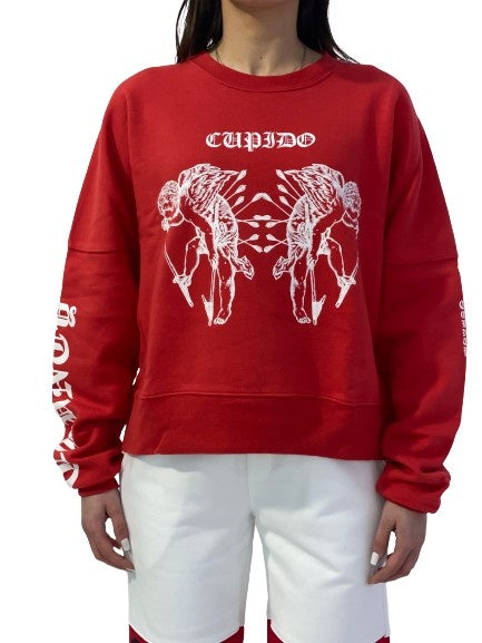 Marcelo Burlon Felpa CWBA031E18506114 2001 - SanShopLuxury - -70%, 2017, Abbigliamento, Autunno/Inverno, Donna, Felpa, FW17, Girocollo, M, Marcelo Burlon, Outlet, Rosso, S, XS