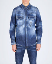 Dsquared2 Camicia S74DM0795/S30341470 - SanShopLuxury - 2024, 44, 46, 48, 50, 52, 54, Abbigliamento, Blu, Camicia, Dsquared2, Idoneo, jeans, Outlet, Primavera/Estate, SS24, Uomo