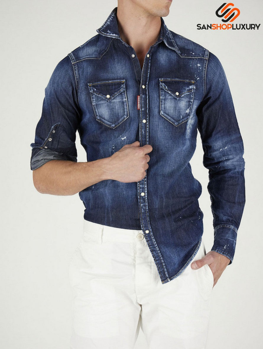 Dsquared2 Camicia S74DM0526 S30341 470 - SanShopLuxury - -50%, 2021, 48, Abbigliamento, Autunno/Inverno, Blu, Camicia, Camicie, Dsquared2, FW21, Outlet, Ultimo, Uomo