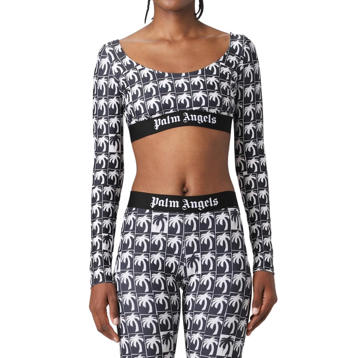 Palm Angels Top PWVO033F23FAB001 - SanShopLuxury - 2023, Abbigliamento, Activewear, Autunno/Inverno, Donna, FW23, M, Nero, Nero-Bianco, Outlet, Palm Angels, S, Top, XS