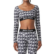 Palm Angels Top PWVO033F23FAB001 - SanShopLuxury - 2023, Abbigliamento, Activewear, Autunno/Inverno, Donna, FW23, M, Nero, Nero-Bianco, Outlet, Palm Angels, S, Top, XS
