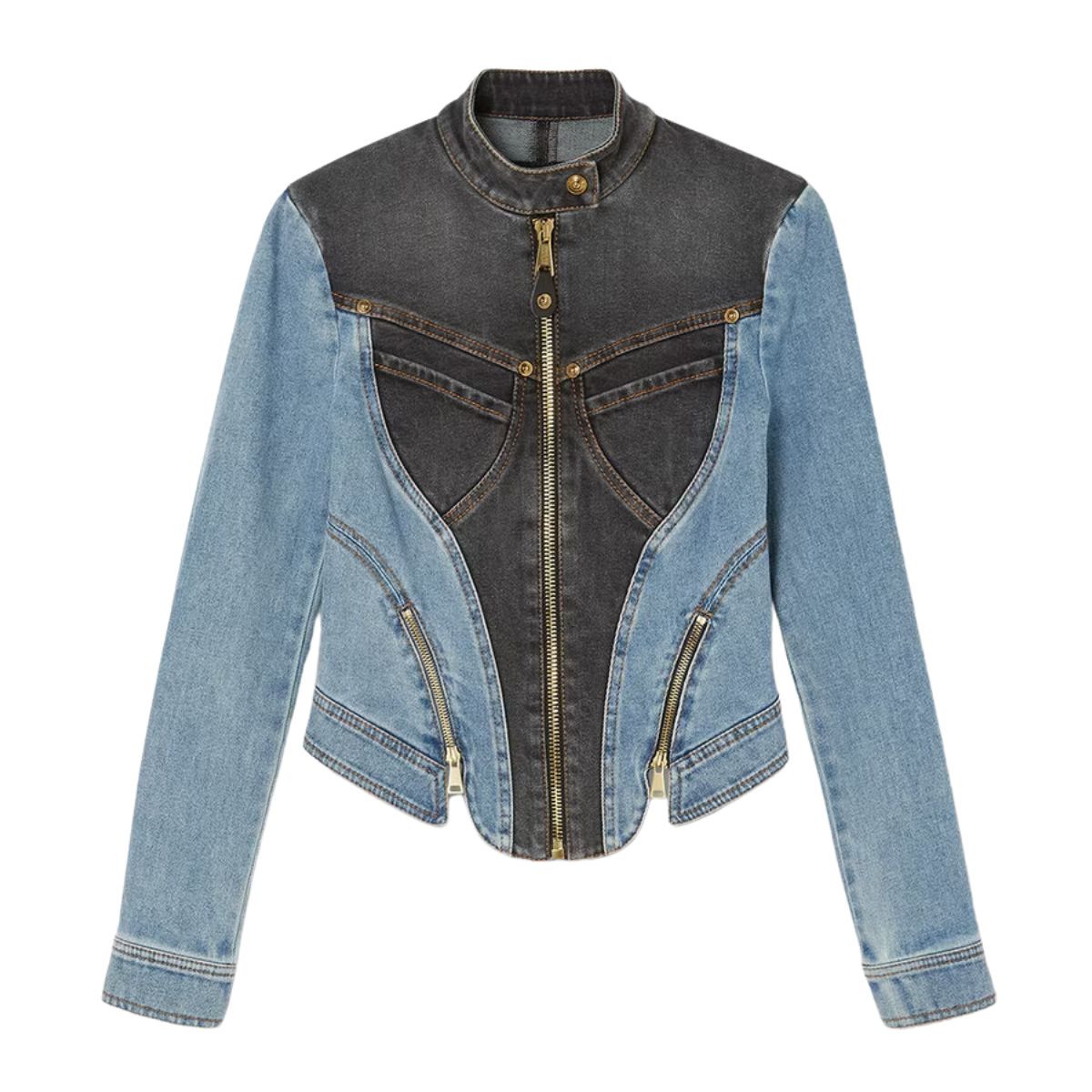 Versace Jeans Couture Giubbino 75HAS48M DW064M24 - SanShopLuxury - 2023, 40, 42, A bustier, Abbigliamento, Autunno/Inverno, Donna, FW23, Giubbino, jeans, Nero-Blu, Outlet, Versace Jeans Couture