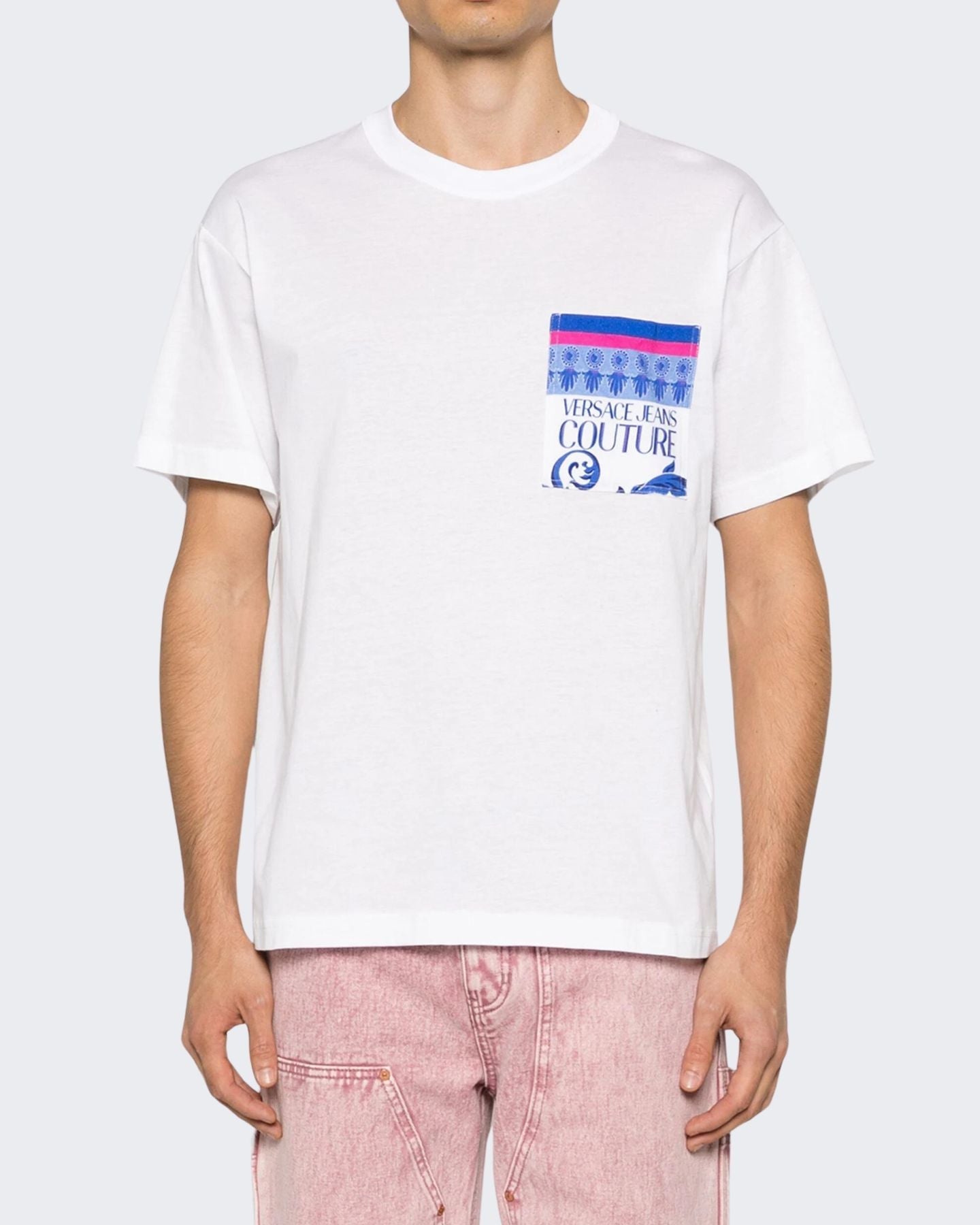 Versace Jeans Couture T-Shirt 76GAH6RB/JS334003 - SanShopLuxury - 2024, Abbigliamento, Bianco-Blu, Idoneo, L, M, Outlet, Primavera/Estate, SS24, T-Shirt, Uomo, Versace Jeans Couture, XL