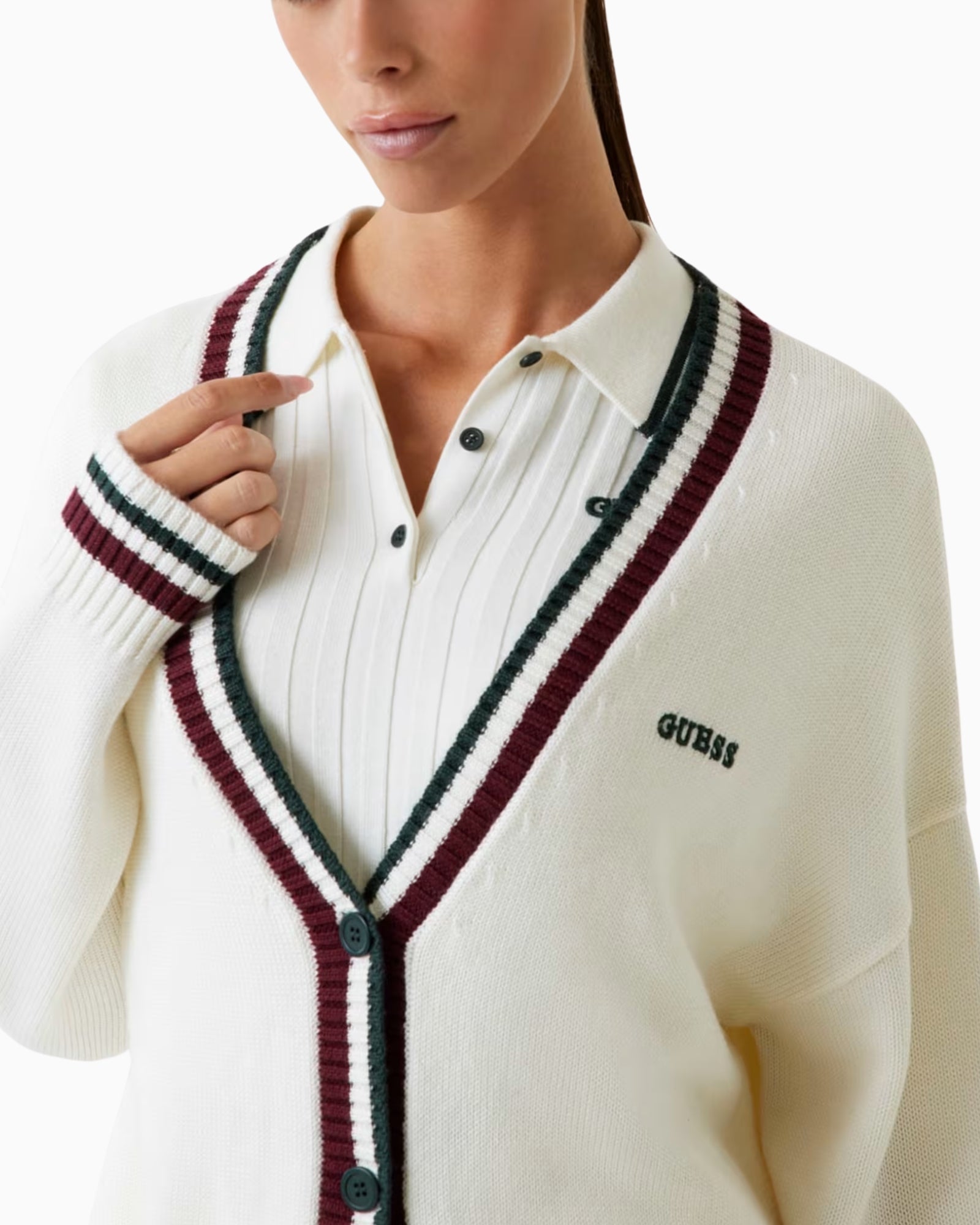 Guess Cardigan V5BR00 Z1152 G054 - SanShopLuxury - 2025, Abbigliamento, Autunno/Inverno, Avorio, Cardigan, Donna, FW25, Guess, Idoneo, M, New, S, XS