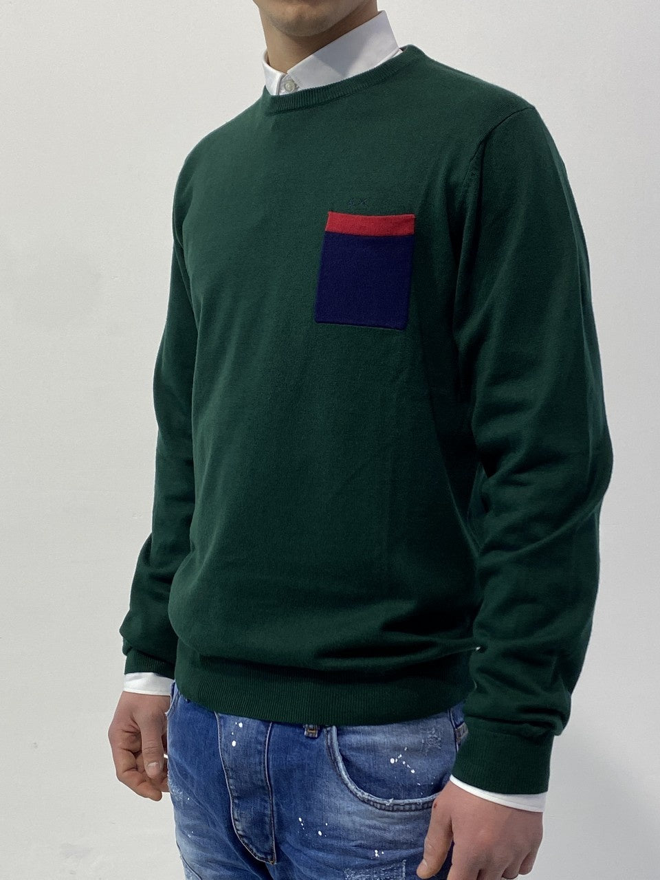 Sun 68 Maglieria 26155 - SanShopLuxury - -50%, 2018, Abbigliamento, Autunno/Inverno, Blu, Blu Cobalto, Blu Navy, FW18, M, Maglieria, Outlet, S, Sun 68, Uomo, Verde, Verde Foresta, XXL