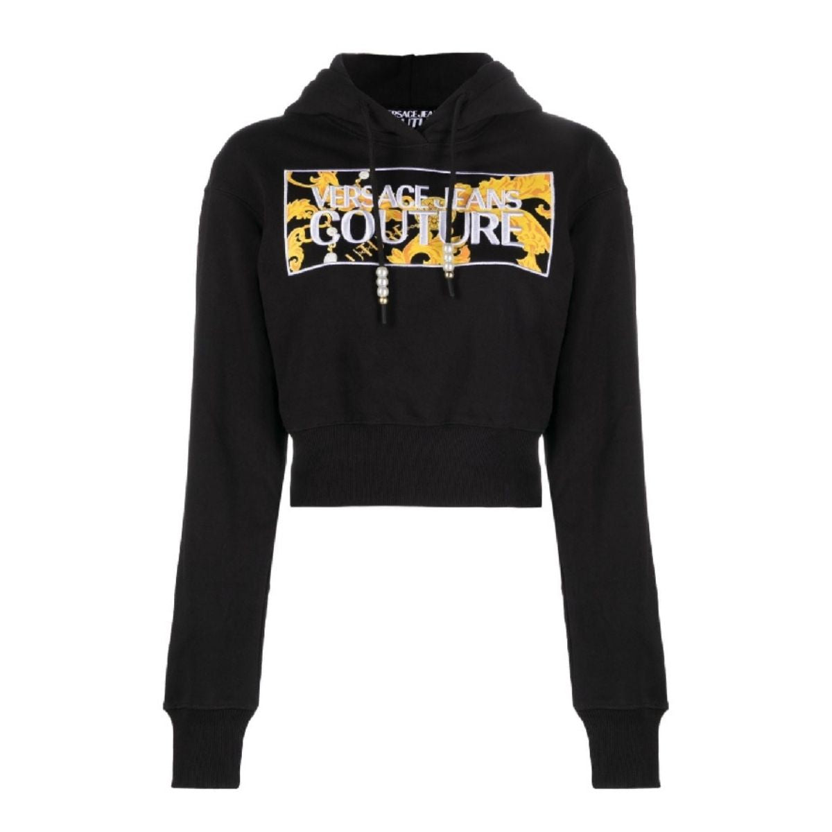 Inverno, Con Cappuccio, Donna, Felpa, FW23, L, M, Nero-Oro, Outlet, S, Versace Jeans Couture