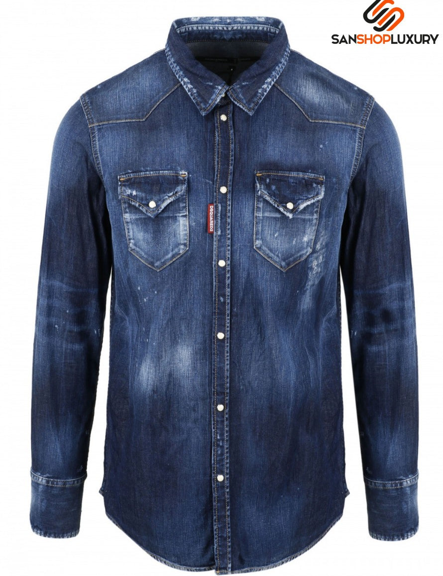 Inverno, Blu, Camicia, Camicie, Dsquared2, FW21, Outlet, Ultimo, Uomo