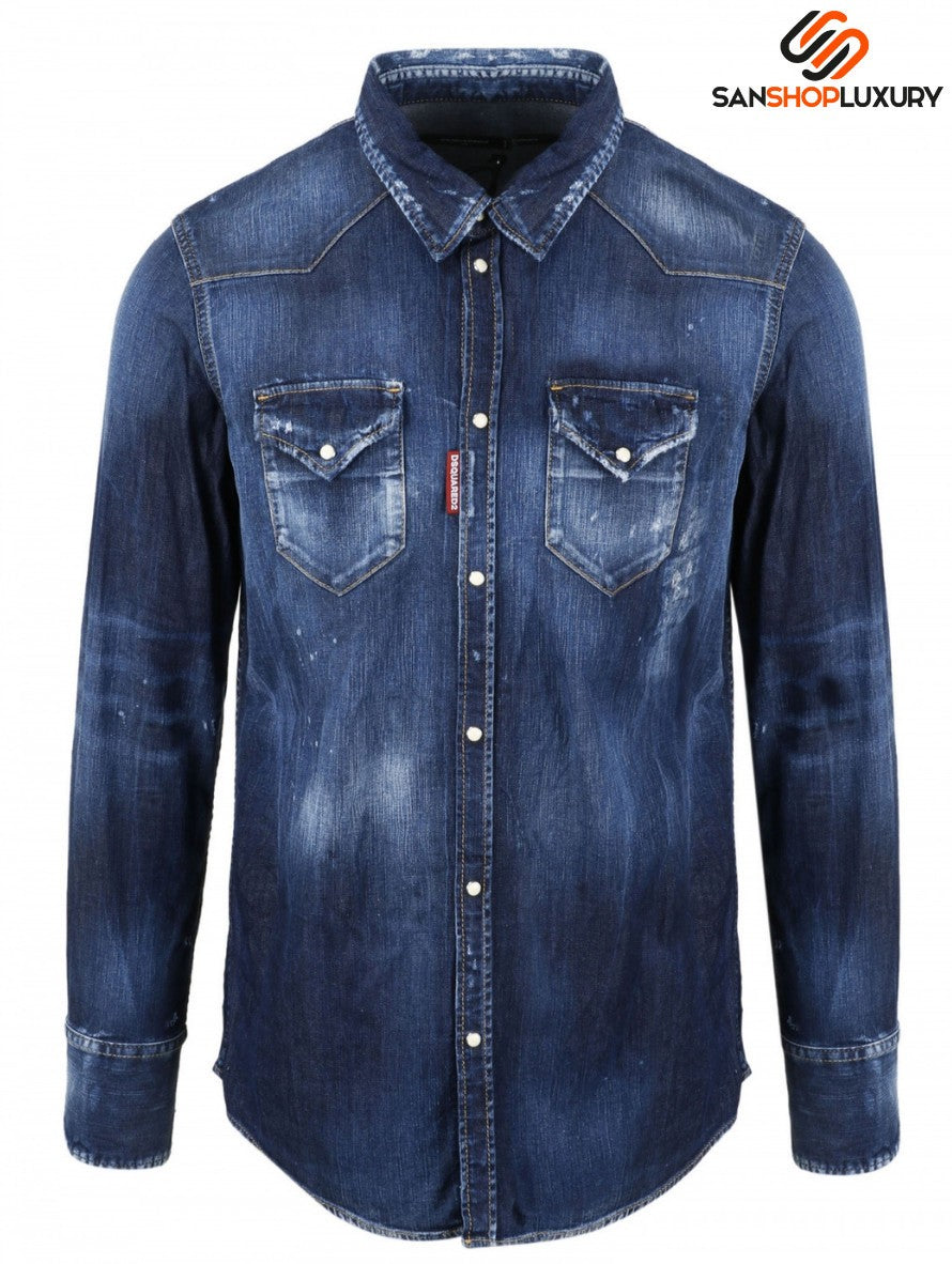 Dsquared2 Camicia S74DM0526 S30341 470 - SanShopLuxury - -50%, 2021, 48, Abbigliamento, Autunno/Inverno, Blu, Camicia, Camicie, Dsquared2, FW21, Outlet, Ultimo, Uomo