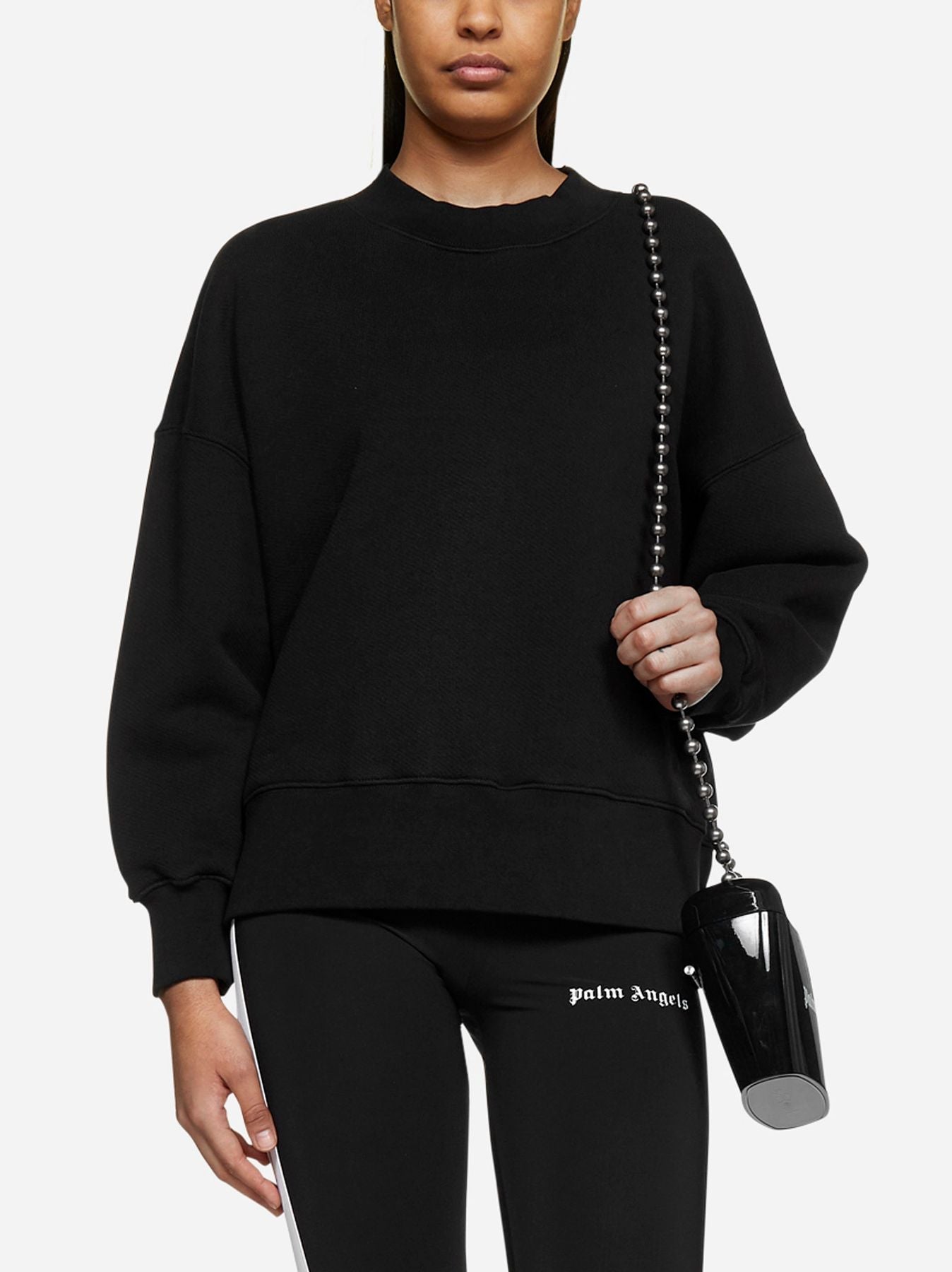 Felpa Palm Angels PWBA017C99FLE0011001 - SanShopLuxury - Abbigliamento, Autunno/Inverno, Carry Over, Continuativo, Donna, Felpa, Girocollo, Idoneo, M, Nero, New, Palm Angels, Primavera/Estate, S, Ultimo