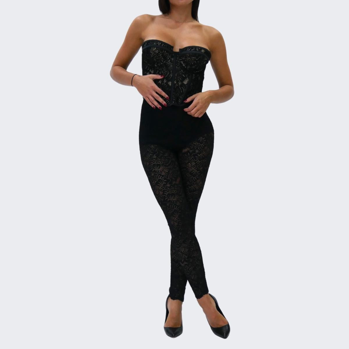 District Margherita Mazzei Leggings LS32 - SanShopLuxury - 2023, 40, 42, 44, 46, Abbigliamento, Autunno/Inverno, District Margherita Mazzei, Donna, FW23, Leggings, Nero, Outlet, Pizzo