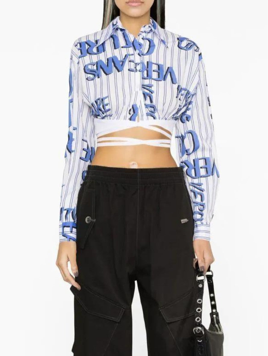 Camicie Versace Jeans Couture 74HAL215 NS201 - SanShopLuxury - 2023, 42, Abbigliamento, Bianco, Camicie, Crop, Donna, Outlet, Primavera/Estate, SS23, Ultimo, Versace Jeans Couture