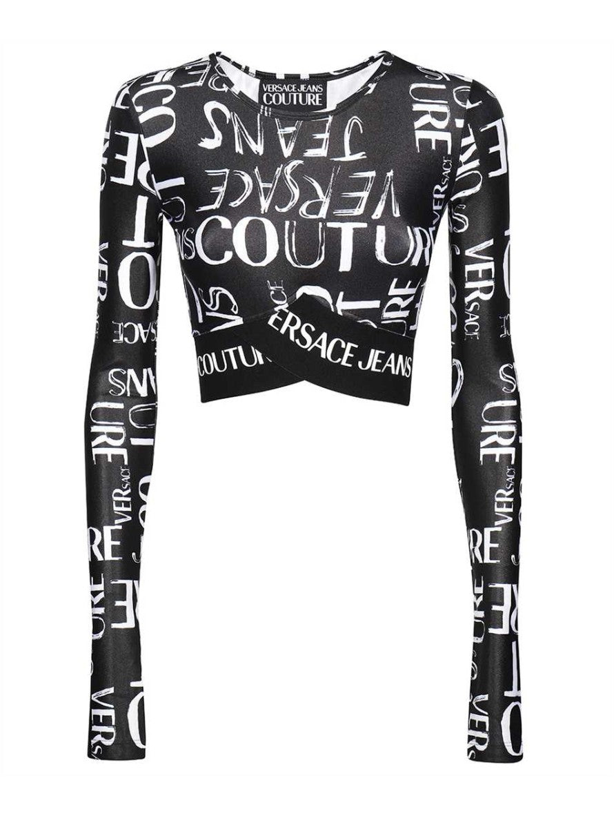 Versace Jeans Couture T-Shirt 74HAH222 JS177 - SanShopLuxury - 2023, Abbigliamento, Activewear, Donna, L, M, Manica lunga, Nero, Outlet, Primavera/Estate, SS23, T-Shirt, Versace Jeans Couture