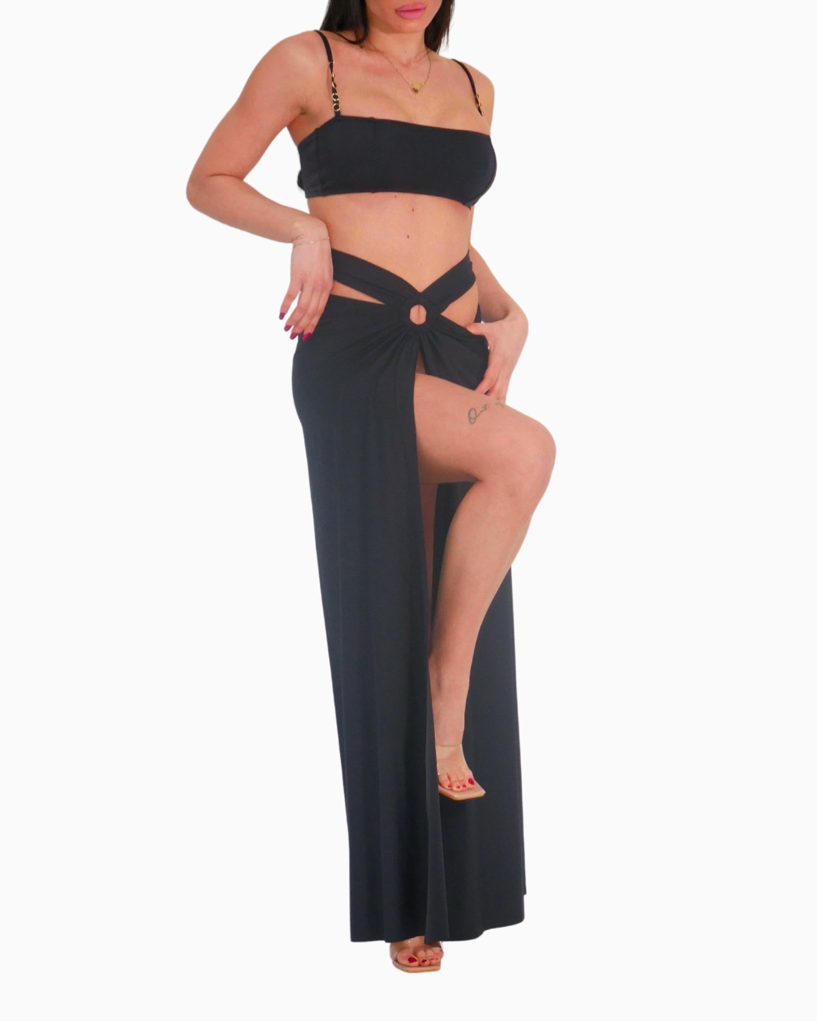 District Margherita Mazzei Copricostume 5BS66-0407 - SanShopLuxury - 2025, 40, 42, 44, 46, Abbigliamento, Beachwear, Copricostume, District Margherita Mazzei, Donna, Gonna, Idoneo, Nero, New, Primavera/Estate, SS25, Ultimo