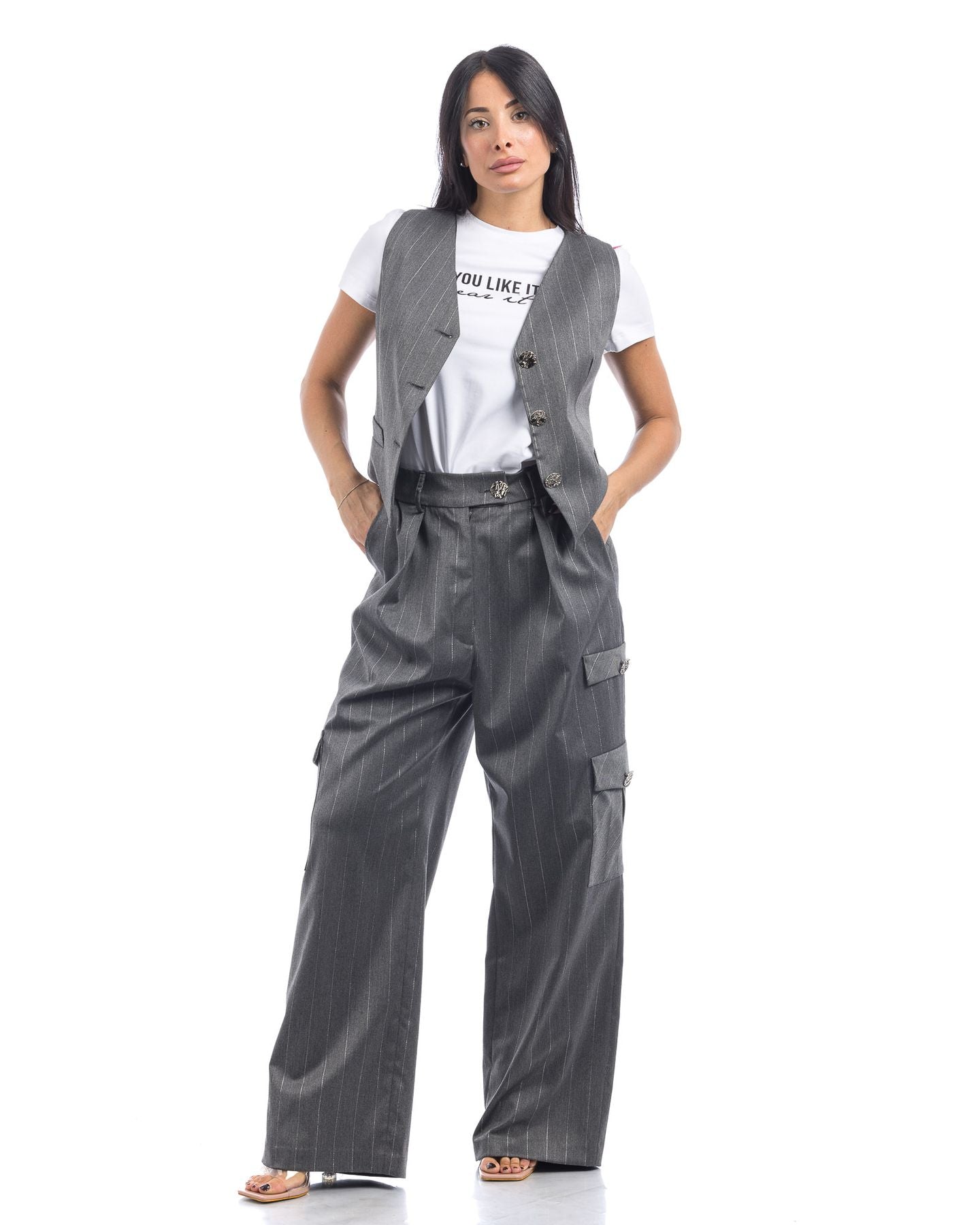 Inverno, Donna, FW24, Gilet, Grigio, Idoneo, Outlet, So Lavish, Ultimo