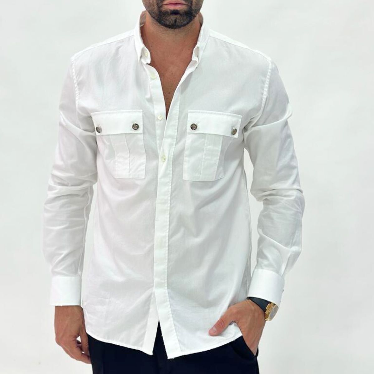 Balmain Camicie UH02117C176/0FA - SanShopLuxury - -50%, 2020, Abbigliamento, Autunno/Inverno, Balmain, Bianco, Camicie, FW20, L, Outlet, Ultimo, Uomo