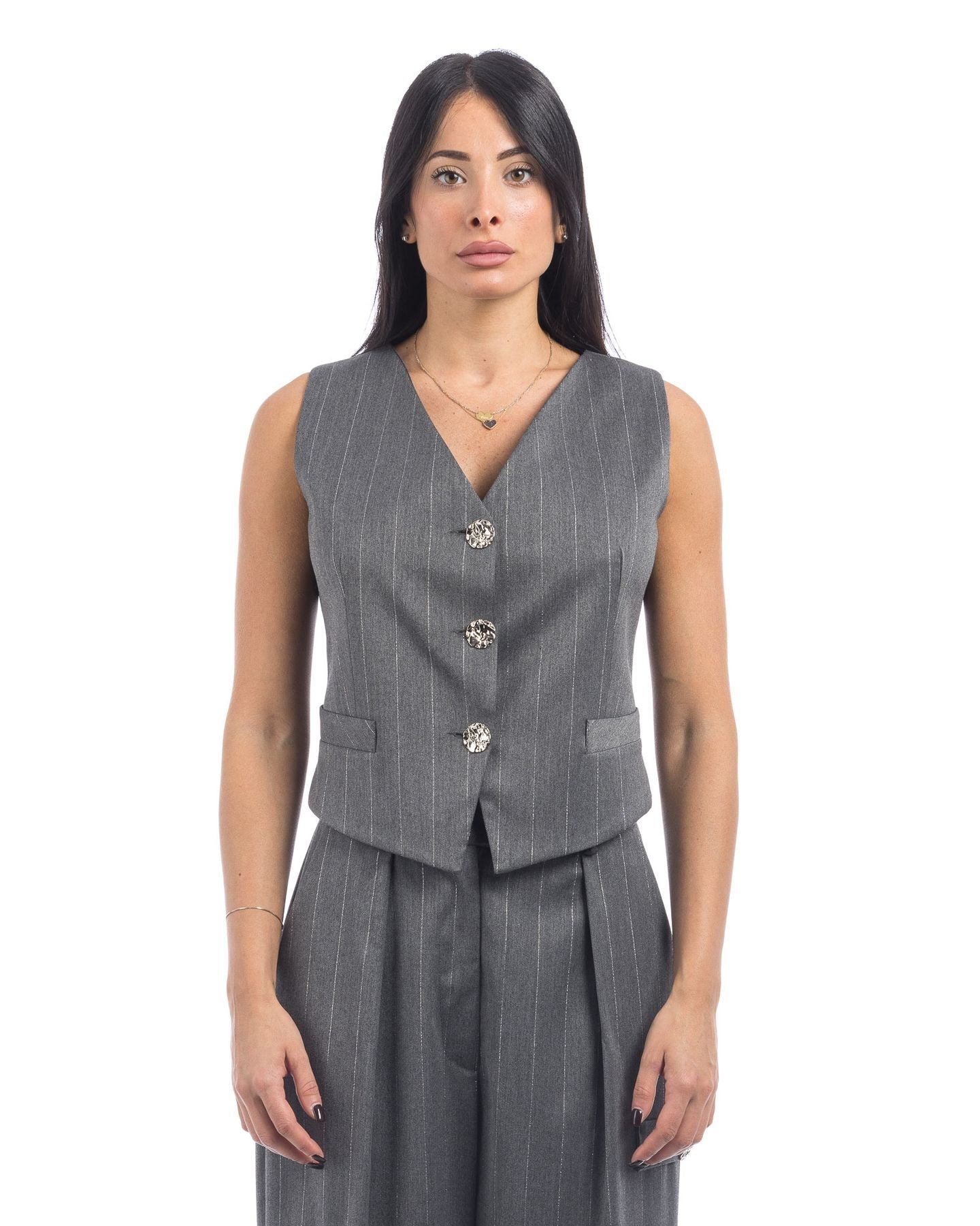 Inverno, Donna, FW24, Gilet, Grigio, Idoneo, Outlet, So Lavish, Ultimo