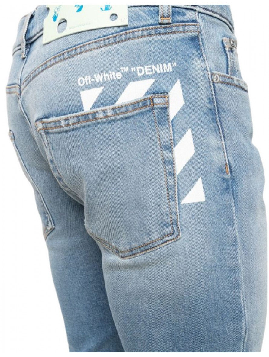 Off-White Jeans OMYA074R21DEN002 - SanShopLuxury - -50%, 2021, 45, 48, Abbigliamento, Autunno/Inverno, Azzurro, Blu, Continuativo, FW21, Jeans, Off-White, Outlet, Primavera/Estate, Turchese, Ultimo, Uomo