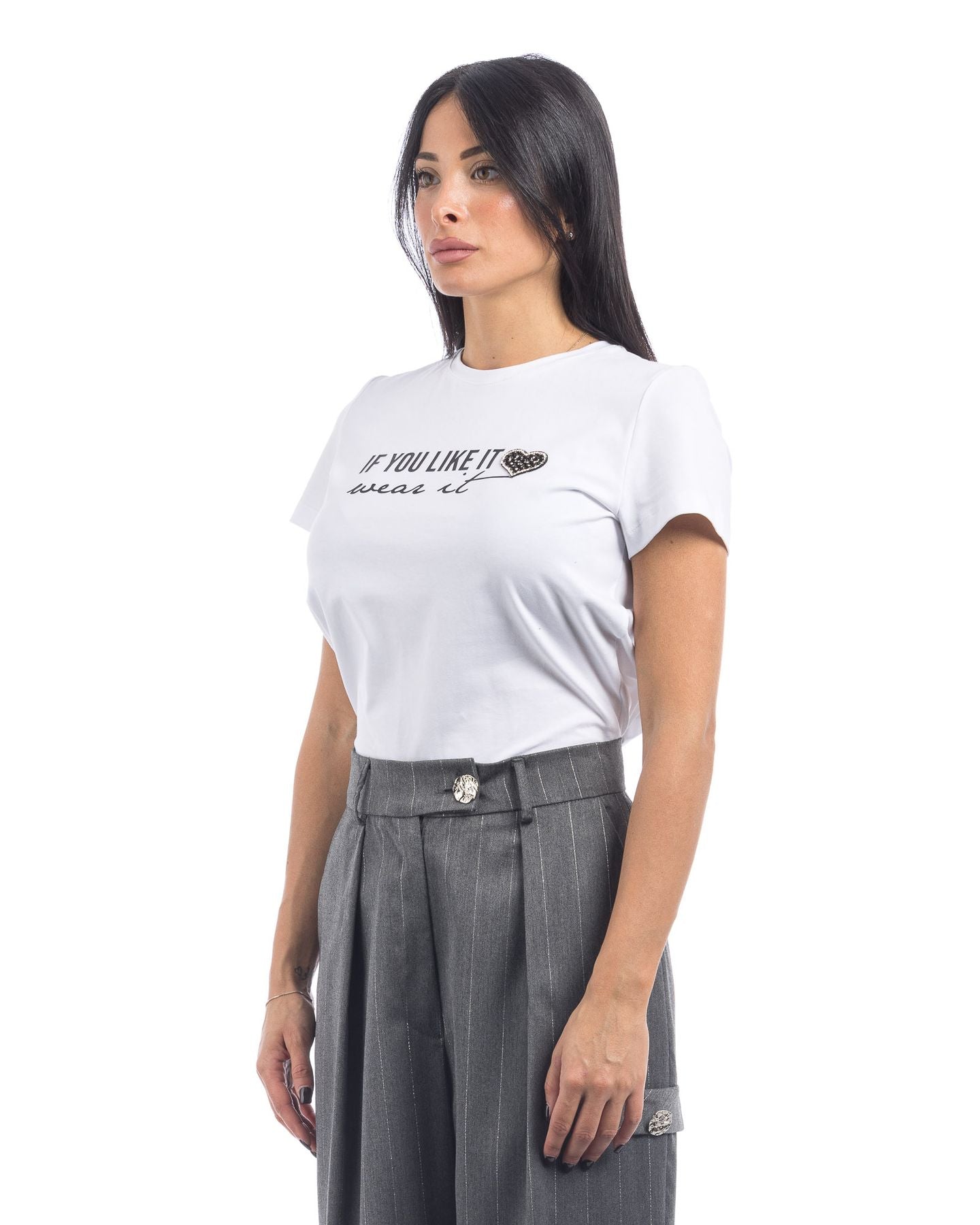So Lavish T-Shirt M4058-B - SanShopLuxury - 2024, Abbigliamento, Autunno/Inverno, Bianco, Continuativo, Donna, FW24, Idoneo, L, M, Outlet, Primavera/Estate, S, So Lavish, T-Shirt, XL