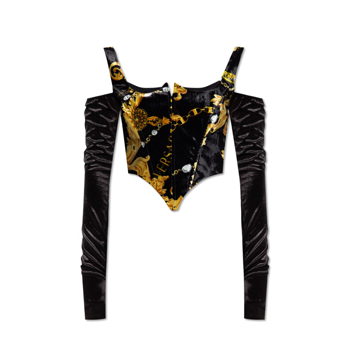 Inverno, Bustier, Donna, FW23, Nero-Oro, Outlet, T-Shirt Top, Versace Jeans Couture