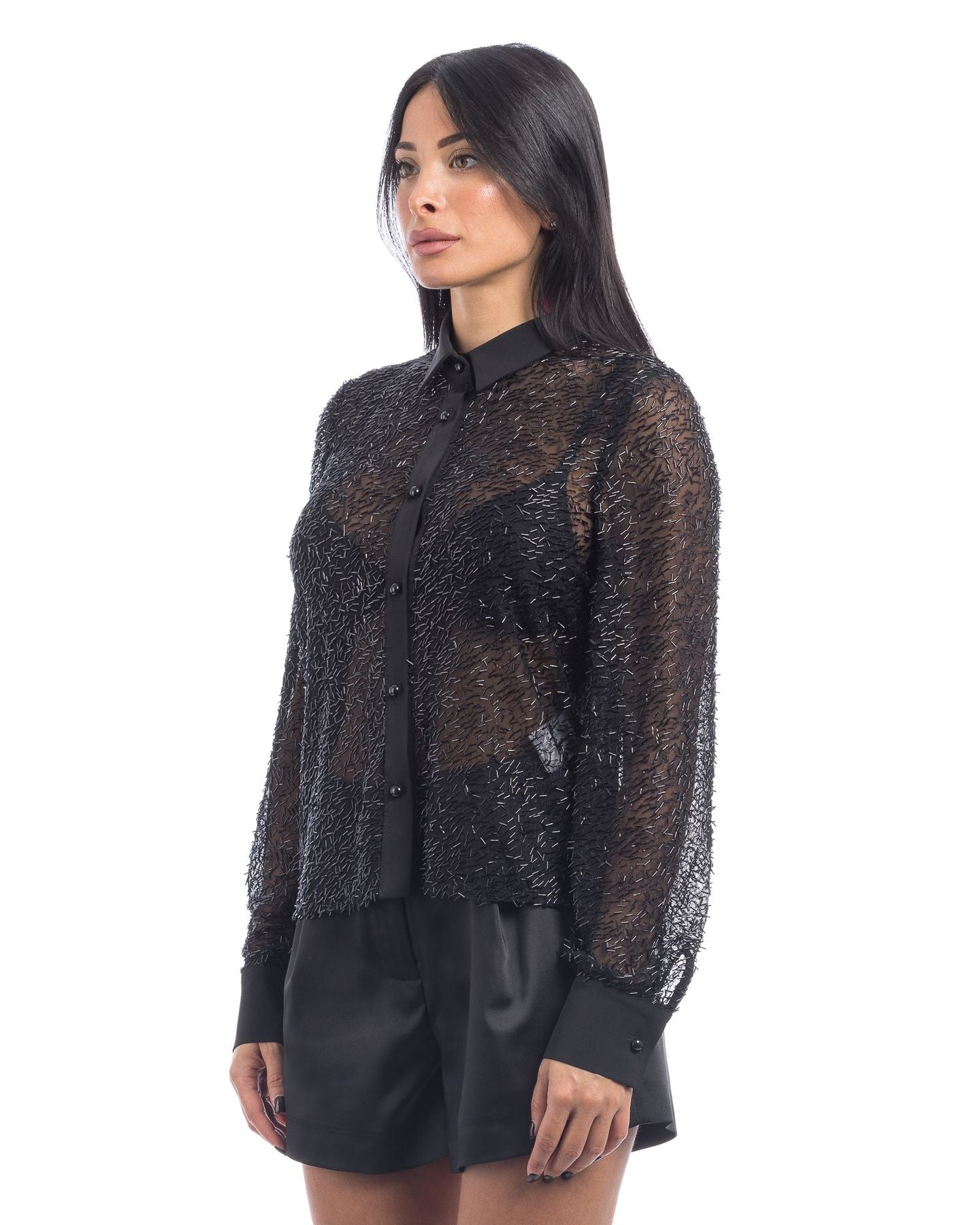 So Lavish Camicia C4017-N - SanShopLuxury - 2024, 40, 42, 44, Abbigliamento, Autunno/Inverno, Camicia, Continuativo, Donna, FW24, Idoneo, Nero, Outlet, Primavera/Estate, So Lavish