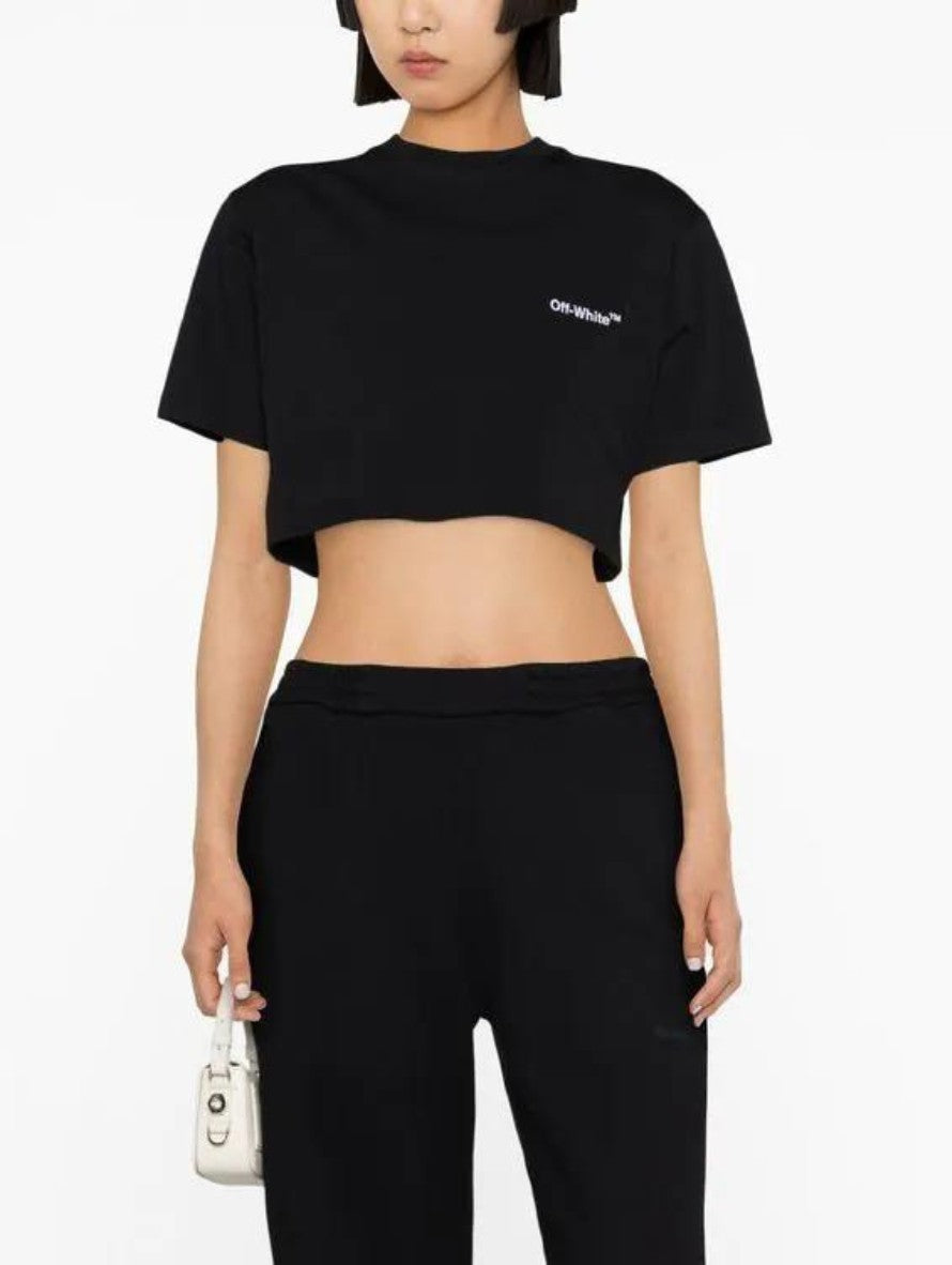 Off-White T-Shirt OWAA081C99JER002 - SanShopLuxury - Abbigliamento, Autunno/Inverno, Carry Over, Continuativo, Crop, Donna, Idoneo, L, M, Nero, New, Off-White, Primavera/Estate, S, T-Shirt