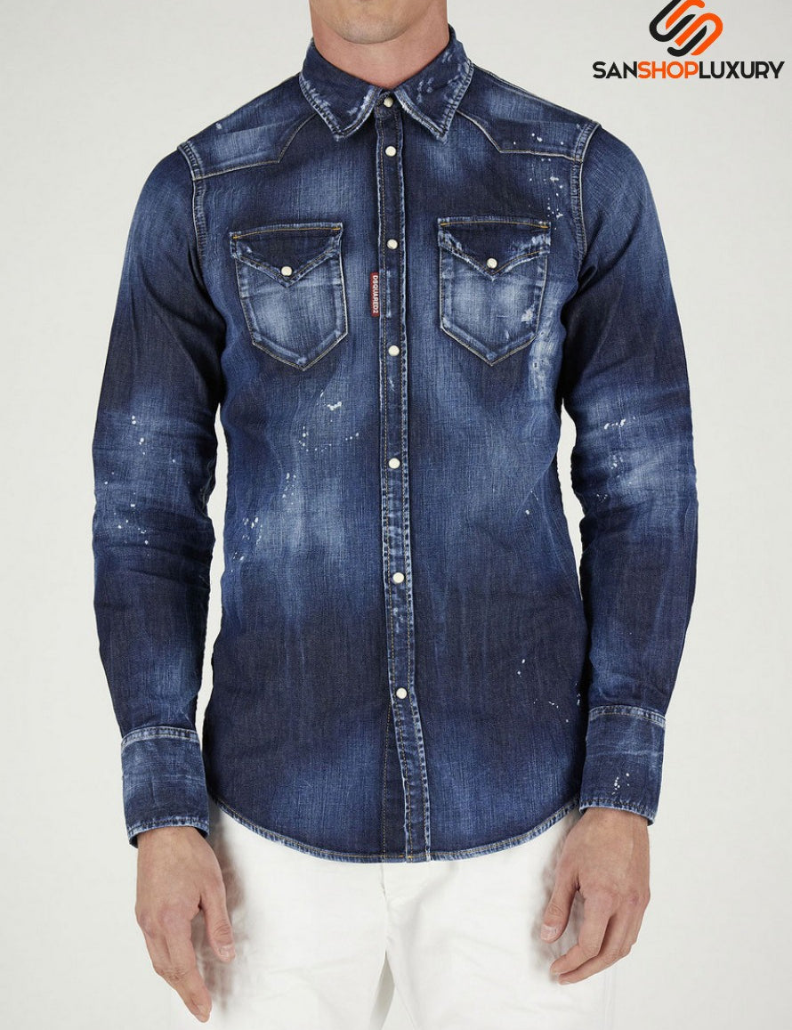 Inverno, Blu, Camicia, Camicie, Dsquared2, FW21, Outlet, Ultimo, Uomo