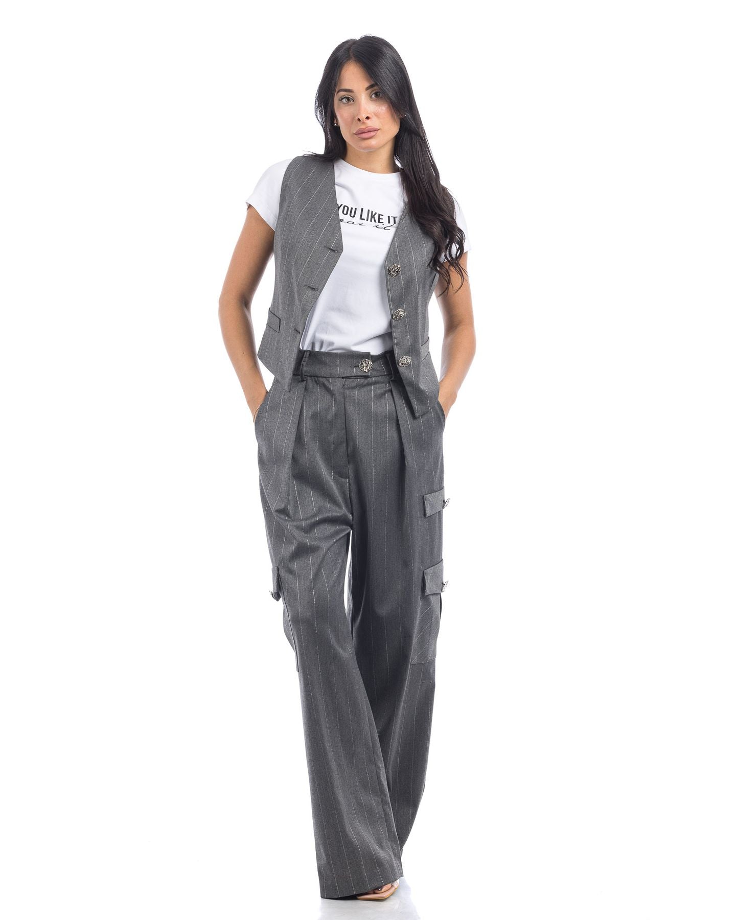 So Lavish Pantalone P4003 - SanShopLuxury - 2024, 40, 42, 44, Abbigliamento, Autunno/Inverno, Donna, FW24, Grigio, Idoneo, Outlet, Pantalone, So Lavish, Ultimo