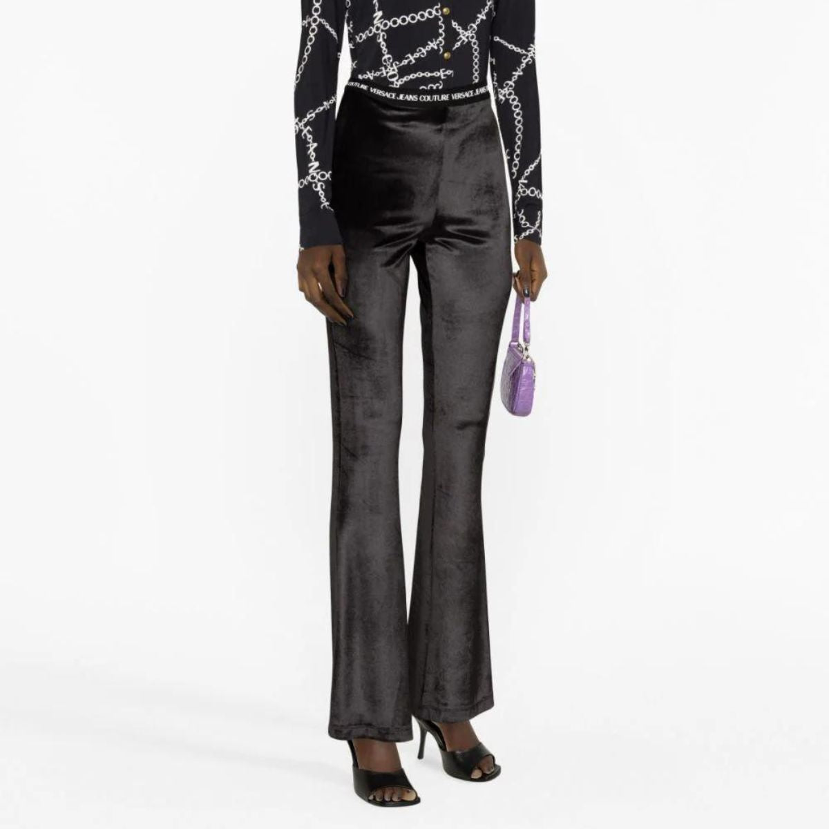 Inverno, Donna, FW23, Nero, Outlet, Pantalone, Versace Jeans Couture, Viola