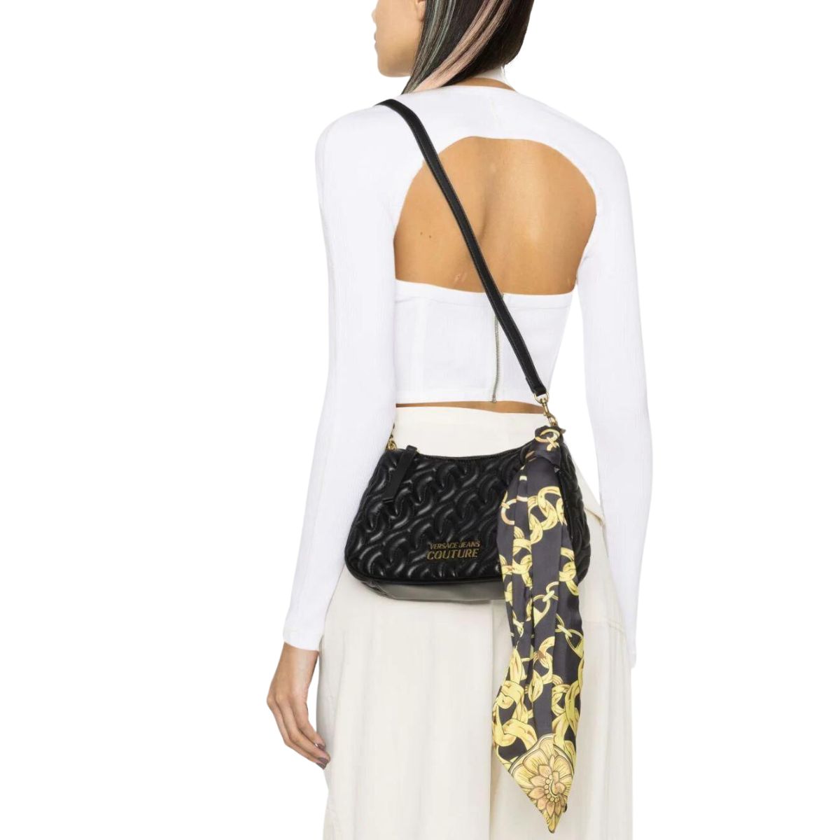 Inverno, Borsa a Tracolla, Donna, FW23, Idoneo, Luna, Nero-Oro, Outlet, Unica, Valigeria, Versace Jeans Couture